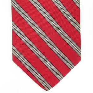 Vtg Reis of New Haven Tie Man 60 in Red Silk Leicester Regits Striped Lined